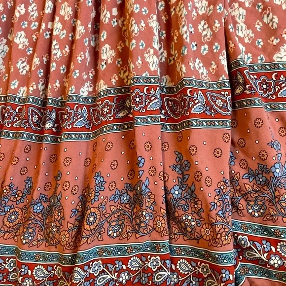 BloomChic Floral Maxi Dress - Terracotta and Blue Size 14/16 Boho - Picture 12 of 12